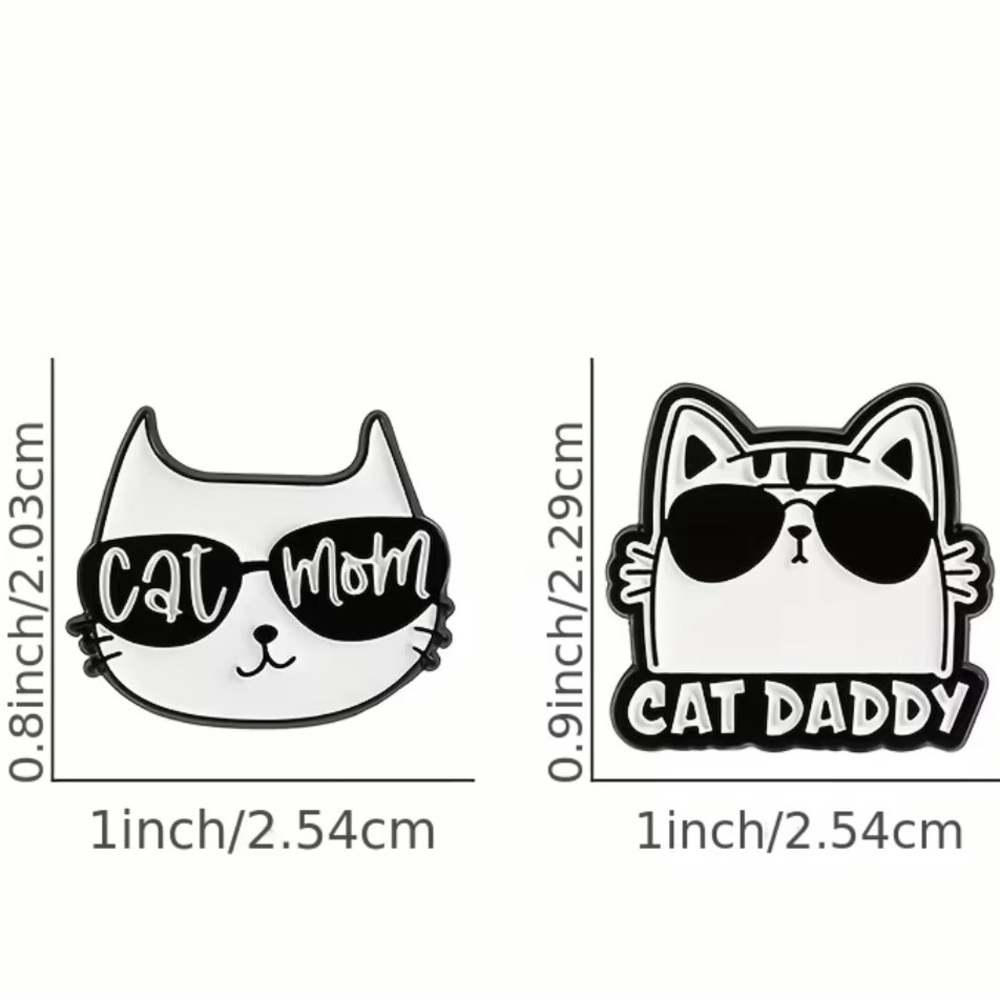 Cat Mom and Cat Daddy Enamel Pins - Picture 4 of 5